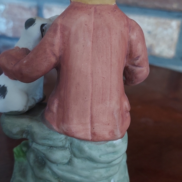 Vintage Old Man With Basket And Dalmatian Dog Bisque Porcelain Figurine - Picture 5 of 10
